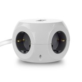 ACT Connectivity Stekkerdoos kubus met 3 stopcontacten, 30W Power Delivery USB-C/A poorten, kabellengte 1,5m Wit, Type F
