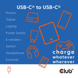 Club 3D USB-C Magnetic-Coil 240W PD3.1 Blue Cable, 2 meter kabel Blauw