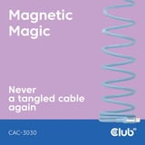 Club 3D USB-C Magnetic-Coil 240W PD3.1 Blue Cable, 2 meter kabel Blauw