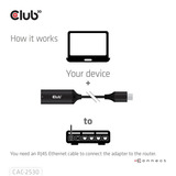 Club 3D USB-C naar RJ45 5Gbps Ethernet M/F adapter Zwart