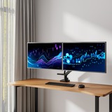 ACT Connectivity Monitorarm office premium, gasveer, crossbar, 2 monitoren Zwart