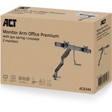ACT Connectivity Monitorarm office premium, gasveer, crossbar, 2 monitoren Zwart