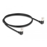 DeLOCK RJ45 Network Cable Cat.6A S/FTP Slim 90° downwards / downwards angled 1 m kabel Zwart