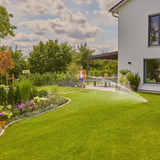 GARDENA Complete set Pipeline Irrigatiesysteem AquaPrecise op zonne-energie voor gazon sprinklersysteem Grijs/turquoise