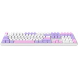 HelloGanss HS108T GC09, toetsenbord Wit/paars, US lay-out, Gateron Yellow, RGB leds, PBT Doubleshot keycaps, hot swap, 2,4 GHz / Bluetooth / USB-C