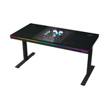 LORGAR Desk Elite 90 Series Wood tafel behuizing Zwart/houtkleur | 3x USB-A | 2x USB-C | RGB | Tempered Glass