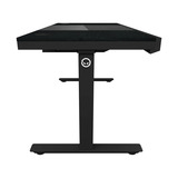 LORGAR Desk Elite 90 Series Wood tafel behuizing Zwart/houtkleur | 3x USB-A | 2x USB-C | RGB | Tempered Glass