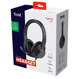 Trust Ayda Max Pc-headset Bedraad over-ear  Zwart, Microfoon met mute, verstelbare hoofdband
