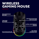Trust GXT 932 Volyx Ultralichte Draadloze Gaming Muis Zwart, 12.000 DPI, 2.4GHz / Bluetooth / USB, RGB