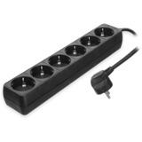ACT Connectivity Stekkerdoos 6x, kabellengte 3 meter stekkerdoos Zwart