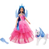 Mattel Barbie Eenhoornpop met blauw haar, roze jurk en alicorn 65e verjaardag