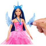 Mattel Barbie Eenhoornpop met blauw haar, roze jurk en alicorn 65e verjaardag