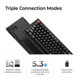 Keychron V1 Ultra 8K Wireless Custom Mechanical Keyboard Zwart, US lay-out (QWERTY), Keychron Silk POM Banana, 75%, 75%, RGB, Hot swap, 2.4 GHz / Bluetooth 5.3 / USB-C