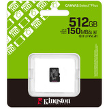 Kingston Canvas Select Plus 512 GB MicroSDXC geheugenkaart Zwart, UHS-I U3, Class 10, V30