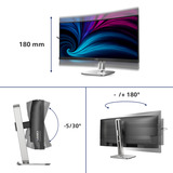 Philips 34B2U5900C/00 34" 4K Ultra HD UltraWide monitor Zilver, 1x DisplayPort, 2x HDMI, 2x USB-C, 2x USB-A, 1x RJ-45, 120 Hz / 240 Hz