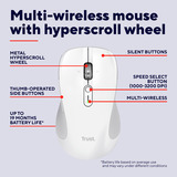 Trust Ferro Draadloze Muis Hyperscrollwiel Wit, 1000-3200 Dpi, 2.4G Hz, 2x Bluetooth, Stille Knoppen