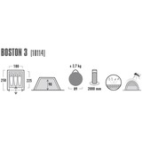 High Peak Boston 3 tent aluminium/donkergrijs