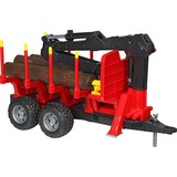 Bosbouw aanhangwagen met laadkraan en vier boomstammen Modelvoertuig