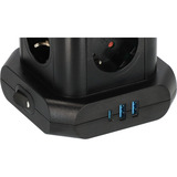 Brennenstuhl Stekkerdoos toren met 8 stekkerdozen in 45° opstelling Zwart, 8x stekker, 1x USB-C, 2x USB-A, 2x USB A, 1x USB C Power Delivery