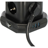 Brennenstuhl Stekkerdoos toren met 8 stekkerdozen in 45° opstelling stekkerdoos Zwart, 2x USB A, 1x USB C Power Delivery