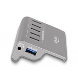 DeLOCK USB 10 Gbps Hub met 4 USB-A poorten + 1 Quick Charge poort usb-hub Grijs, Incl. voeding