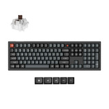 Keychron V6W-D3 8K QMK Wired Custom Mechanical Keyboard, toetsenbord Zwart, US lay-out, Keychron Super Brown, RGB leds, Double-shot PBT, hot swap, 8K, Knop