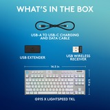 Logitech G915 X LIGHTSPEED TKL Low-Profile Wireless Gaming Keyboard Wit, US-International, GL Tactile, Double-Shot PBT, RGB, LIGHTSPEED draadloos / Bluetooth / USB-C