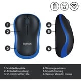 Logitech Wireless Mouse M185 Blauw, Retail
