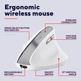 Trust Bayo II Ergonomische draadloze muis Wit, 800 dpi - 2.400 dpi