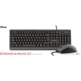Trust Primo Keyboard & Mouse Set desktopset Zwart, US lay-out (QWERTY), Membraan, 100%