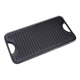 Victoria Omkeerbare Bakplaat 47 x 25 cm, Seasoned grillplaat Zwart, Color packaging