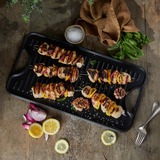 Victoria Omkeerbare Bakplaat 47 x 25 cm, Seasoned grillplaat Zwart, Color packaging