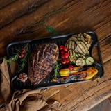 Victoria Omkeerbare Bakplaat 47 x 25 cm, Seasoned grillplaat Zwart, Color packaging