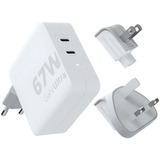 Xtorm 67W GaN-Ultra Travel Adapter + USB-C PD Kabel oplader Wit, 2x USB-C