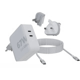 Xtorm 67W GaN-Ultra Travel Adapter + USB-C PD Kabel oplader Wit, 2x USB-C