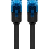 goobay CAT 6A Flat Patch Cable U/UTP, 10 meter kabel Zwart/blauw