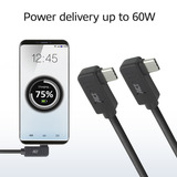 ACT Connectivity USB 3.2 USB-C (links/rechts haaks) naar USB-C (links/rechts haaks) kabel Zwart, 10 Gbit/s, 60W, 0,5 meter