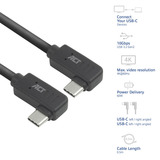 ACT Connectivity USB 3.2 USB-C (links/rechts haaks) naar USB-C (links/rechts haaks) kabel Zwart, 10 Gbit/s, 60W, 0,5 meter