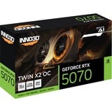 INNO3D GeForce RTX 5070 TWIN X2 OC grafische kaart Zwart, DLSS 4, 3x DisplayPort, 1x HDMI 2.1