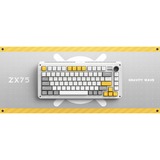 Iqunix ZX75 Gravity Wave Wireless Mechanical Keyboard Grijs, US lay-out (QWERTY), Cherry MX Blue, 75%, RGB leds, 75%, Hot-swappable, Double-shot PBT, 2.4GHz | Bluetooth 5.1 | USB-C