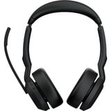 Jabra Evolve2 55 - Link390c MS stereo met oplaadhouder on-ear headset Zwart, Stereo, Microsoft Teams, USB-C, Link380c
