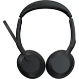 Jabra Evolve2 55 - Link390c MS stereo met oplaadhouder on-ear headset Zwart, Stereo, Microsoft Teams, USB-C, Link380c