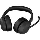 Jabra Evolve2 55 - Link390c MS stereo met oplaadhouder on-ear headset Zwart, Stereo, Microsoft Teams, USB-C, Link380c