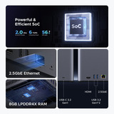 UGREEN DH4300 Plus incl. 4x Seagate IronWolf 4 TB harde schijf nas Grijs, 1x 2,5GbE, HDMI, USB-C