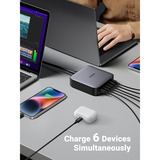 Ugreen Nexode 200W USB C Wall Charger - 6 Ports Zwart/grijs