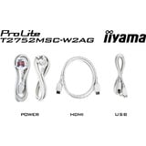 iiyama ProLite T2752MSC-W1AG 27" touchscreen monitor Wit (mat), 100 Hz, HDMI, DisplayPort, USB 3.2 Gen 1, Audio, Touchscreen	