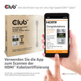Club 3D Gecertificeerde Ultra High Speed HDMI 2.1 kabel Zwart, 1,5 meter, 8K