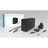 ICY BOX Dual bay, HDD/SSD USB 3.2 raid-behuizing Zwart