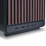 Lian Li A3-mATX Black (Wood Edition) midi tower behuizing Zwart/houtkleur | 2x USB-A | 1x USB-C