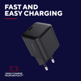 Trust GXT 1258 Ultracompacte GaN-oplader Zwart, 65 W met USB-C voor Nintendo Switch 2, Nintendo Switch, Nintendo Switch Lite